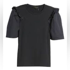 english factory black shirt with puff sleeves